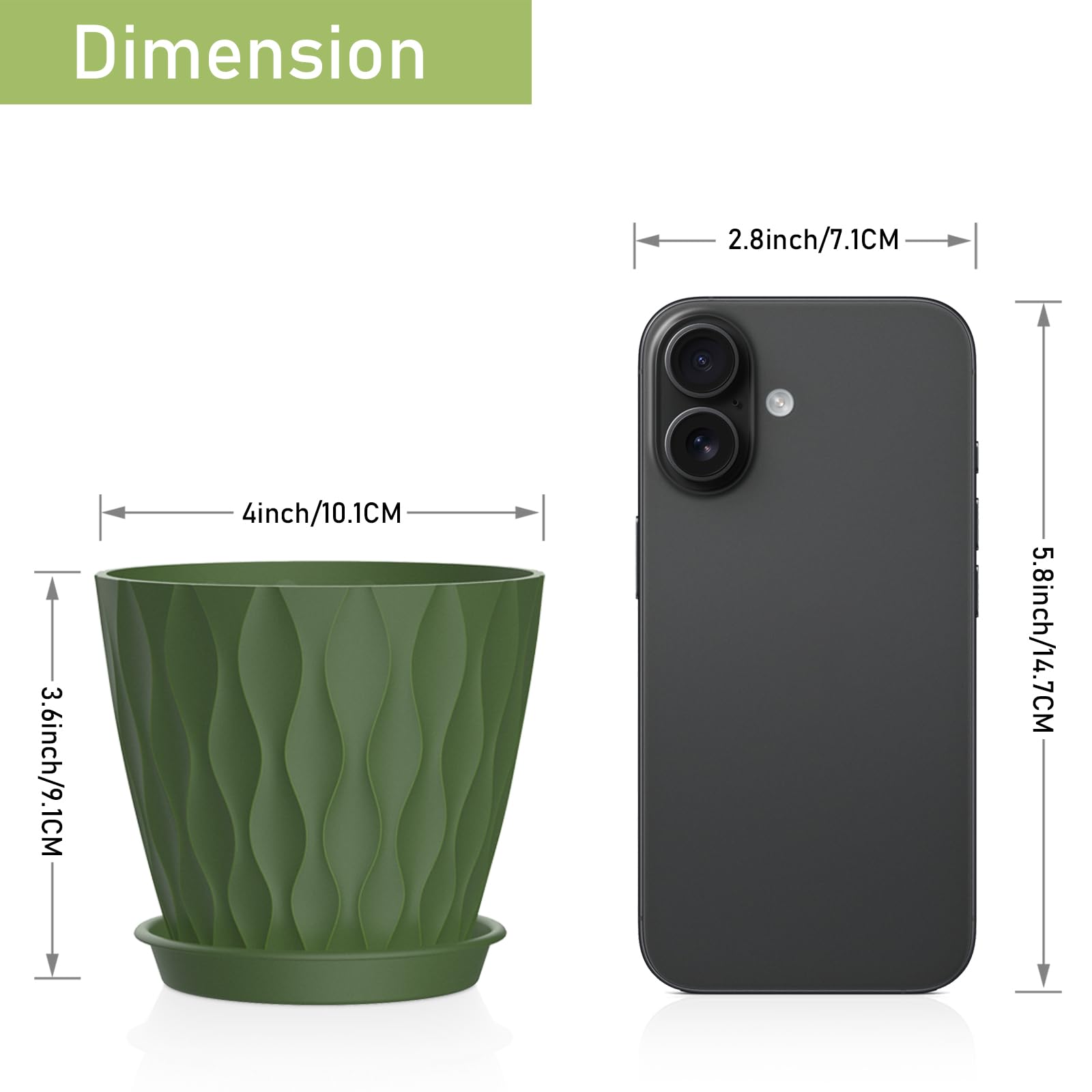 UOUZ plastic planters with compact size for herbs and succulents.