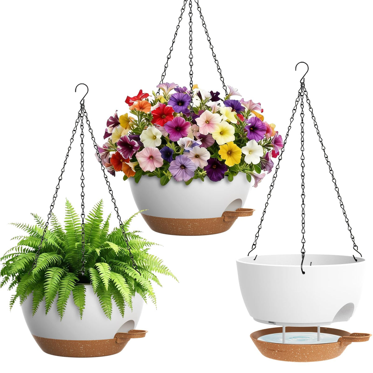 UOUZ self-watering 10-inch hanging pot with reservoir for healthier roots