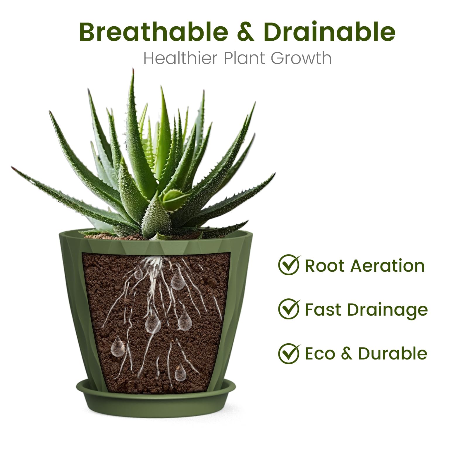 UOUZ small plant pots with drainage holes and saucers for easy indoor gardening.