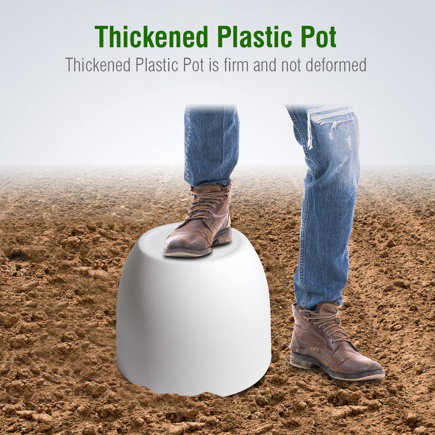 UOUZ white plastic planter for indoor and outdoor display.