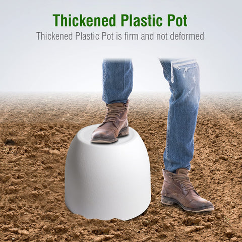 UOUZ white plastic planter for indoor and outdoor display.