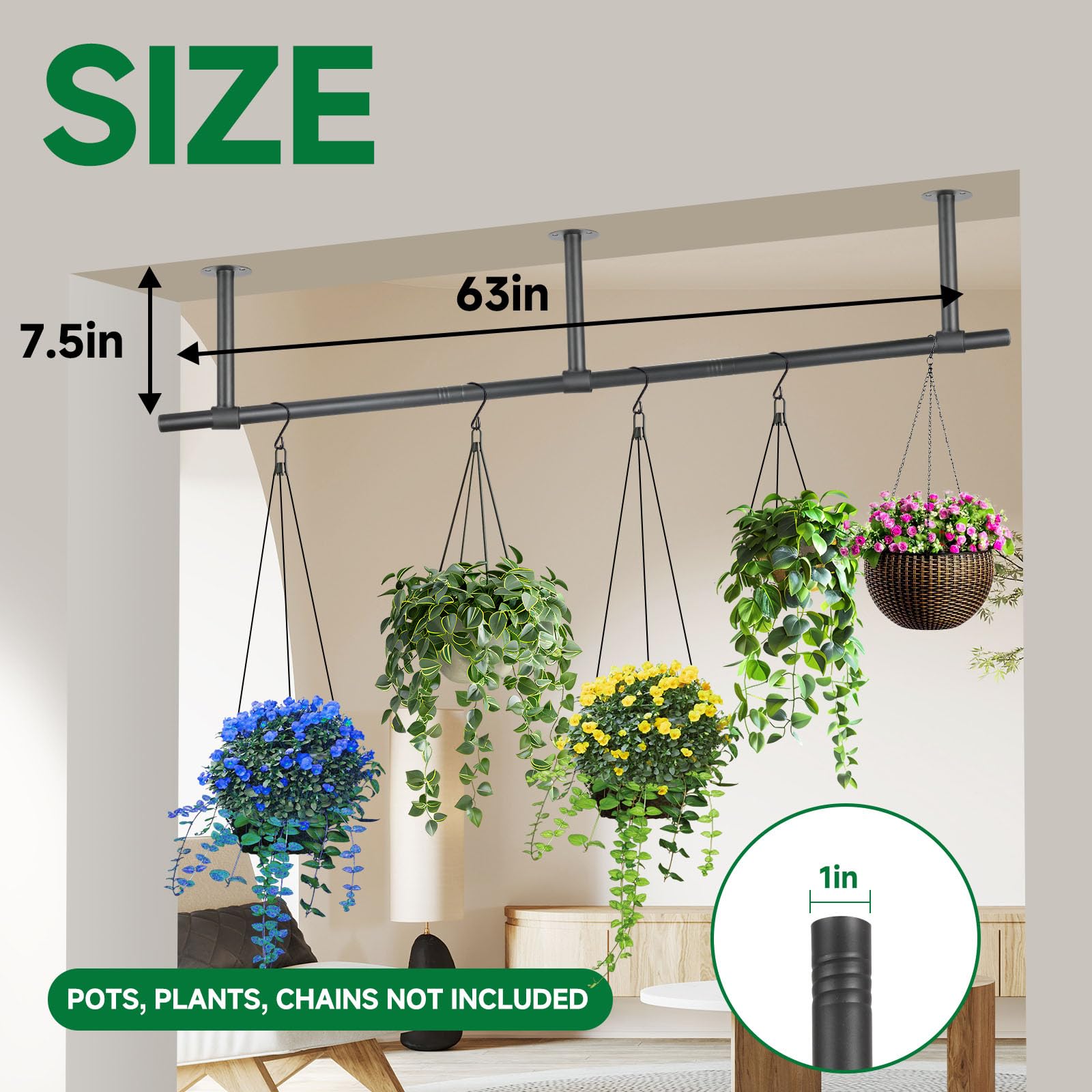 Uoveya Hanging Planters Rod wall mount adds green charm to walls.