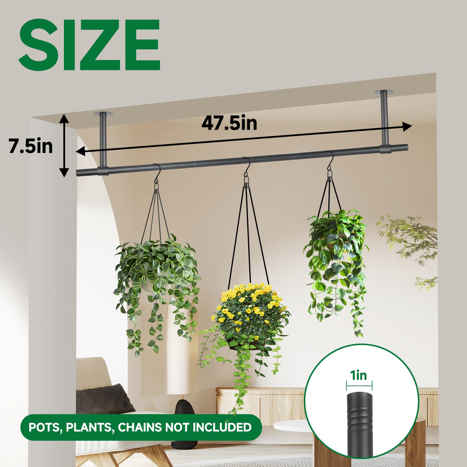 Uoveya wall-mounted planter shelf with durable metal bar