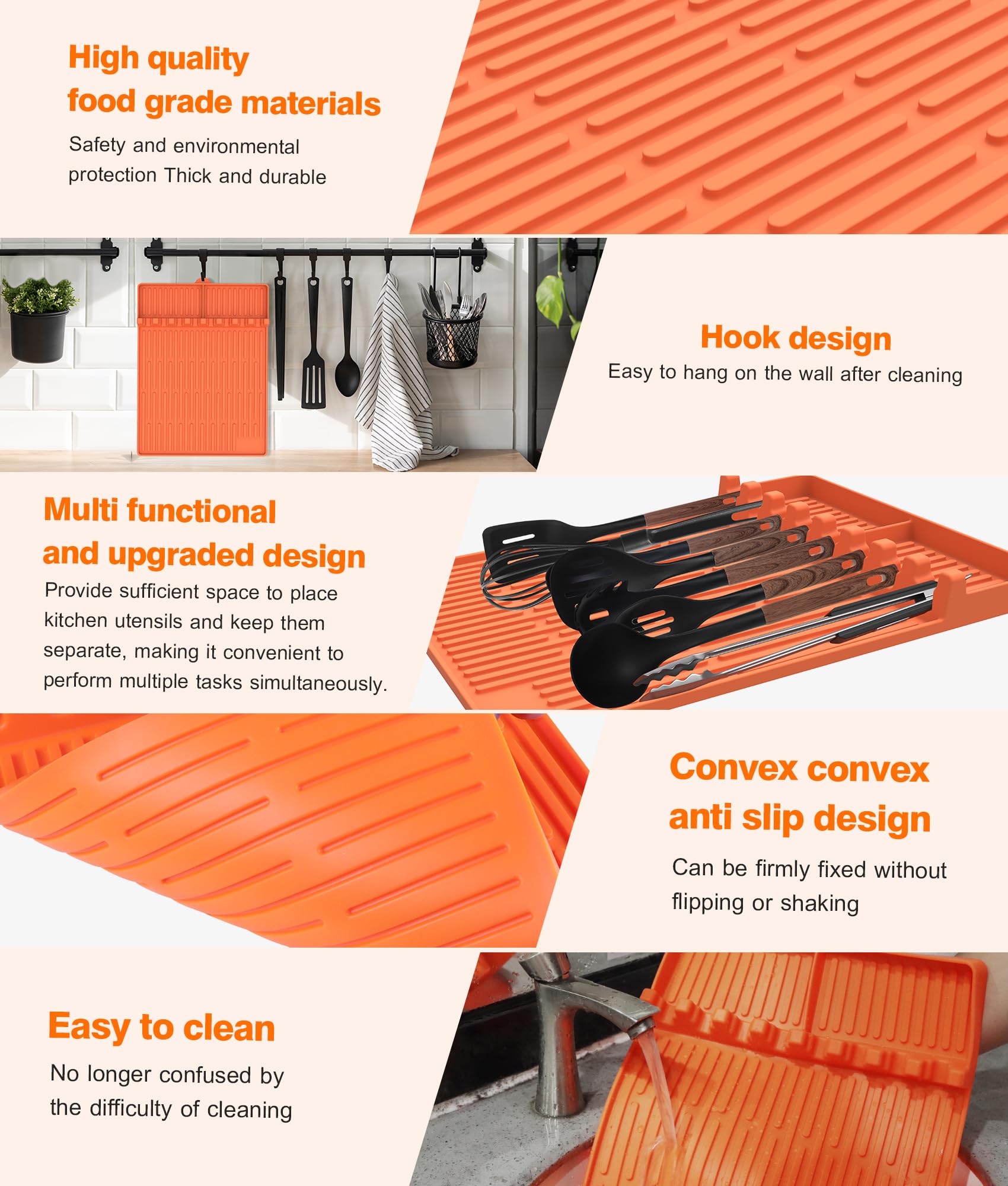 Uozuke easy-clean mat is dishwasher safe and dries quickly for quick use.