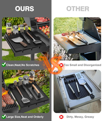 Uozuke silicone mat on side shelf with hooks for compact storage