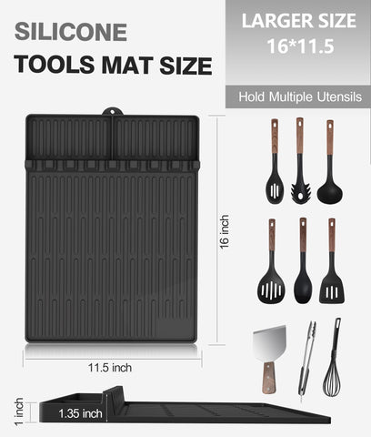 Uozuke silicone griddle tools mat being cleaned, dishwasher-safe for easy maintenance