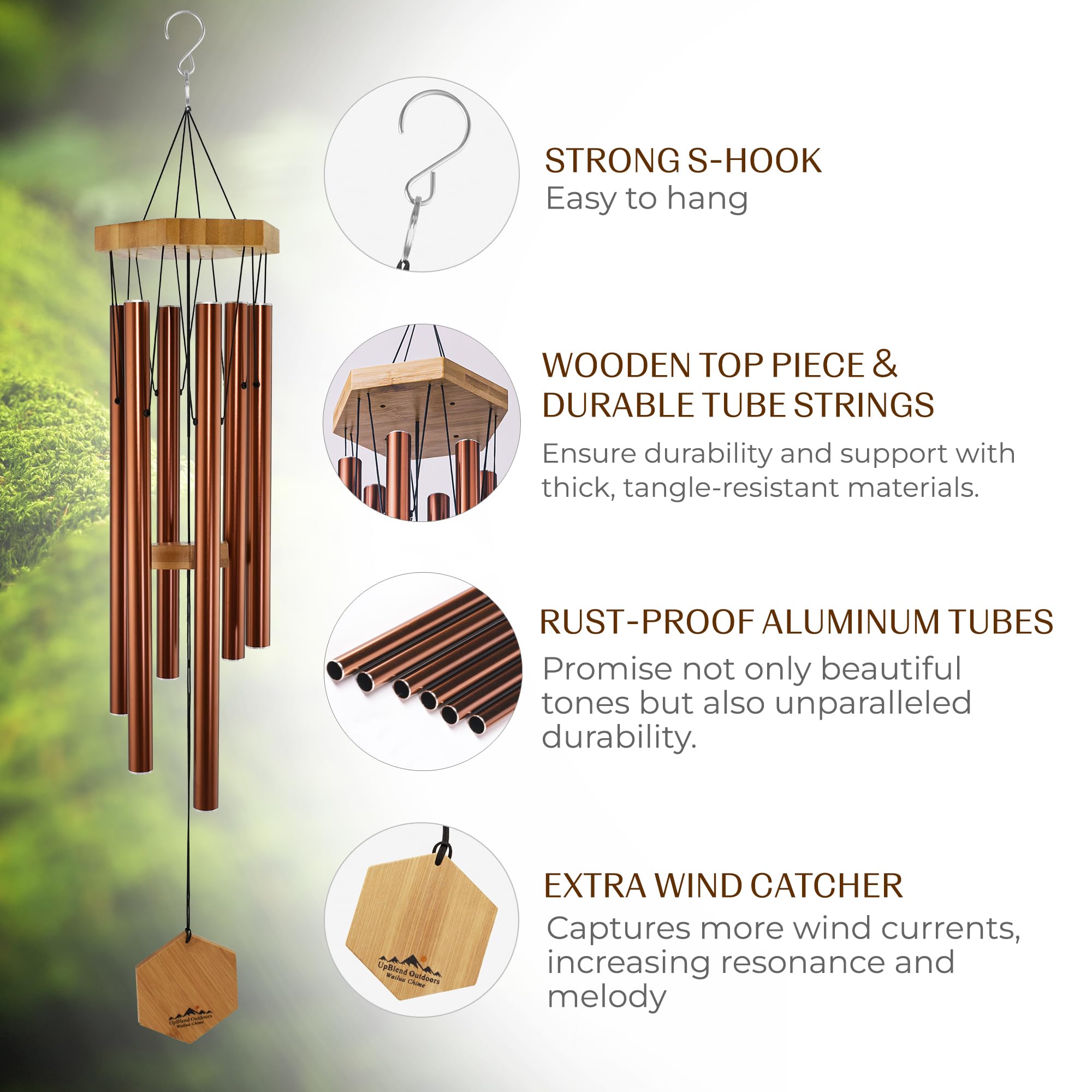 UpBlend Outdoors bereavement gift wind chime honors memories with gentle tones