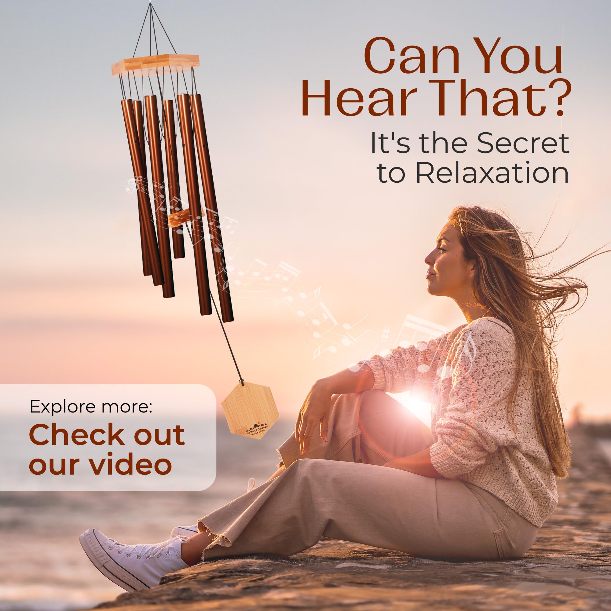 UpBlend Outdoors hand-tuned wind chime designed for outdoor use and lasting resonance