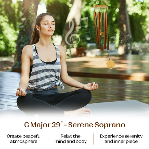 UpBlend Outdoors wind chime with G-major tuning delivers deep notes for a tranquil patio ambience