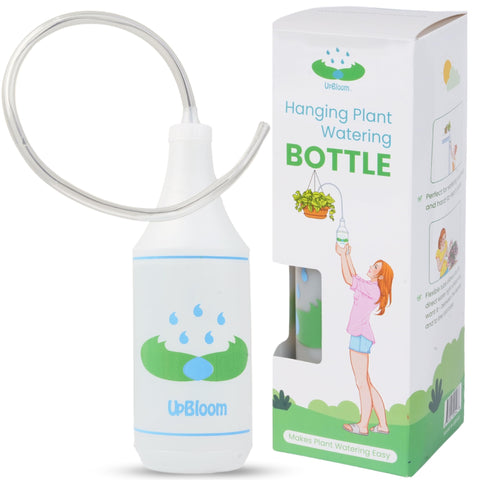 UpBloom 32oz squeeze bottle with long neck directs precise watering between leaves.