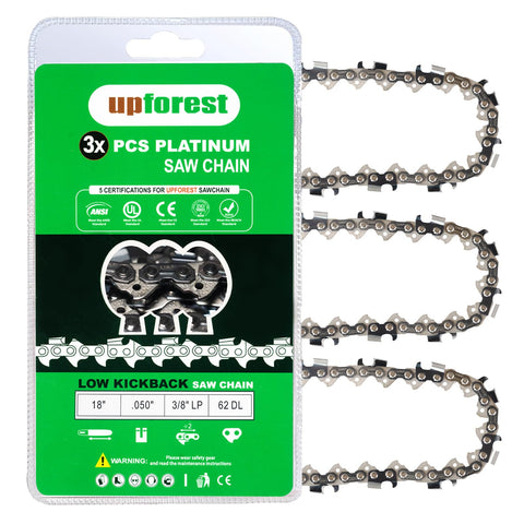 UPFOREST 18-inch chain close-up on Oregon CS1500 for precise cutting.