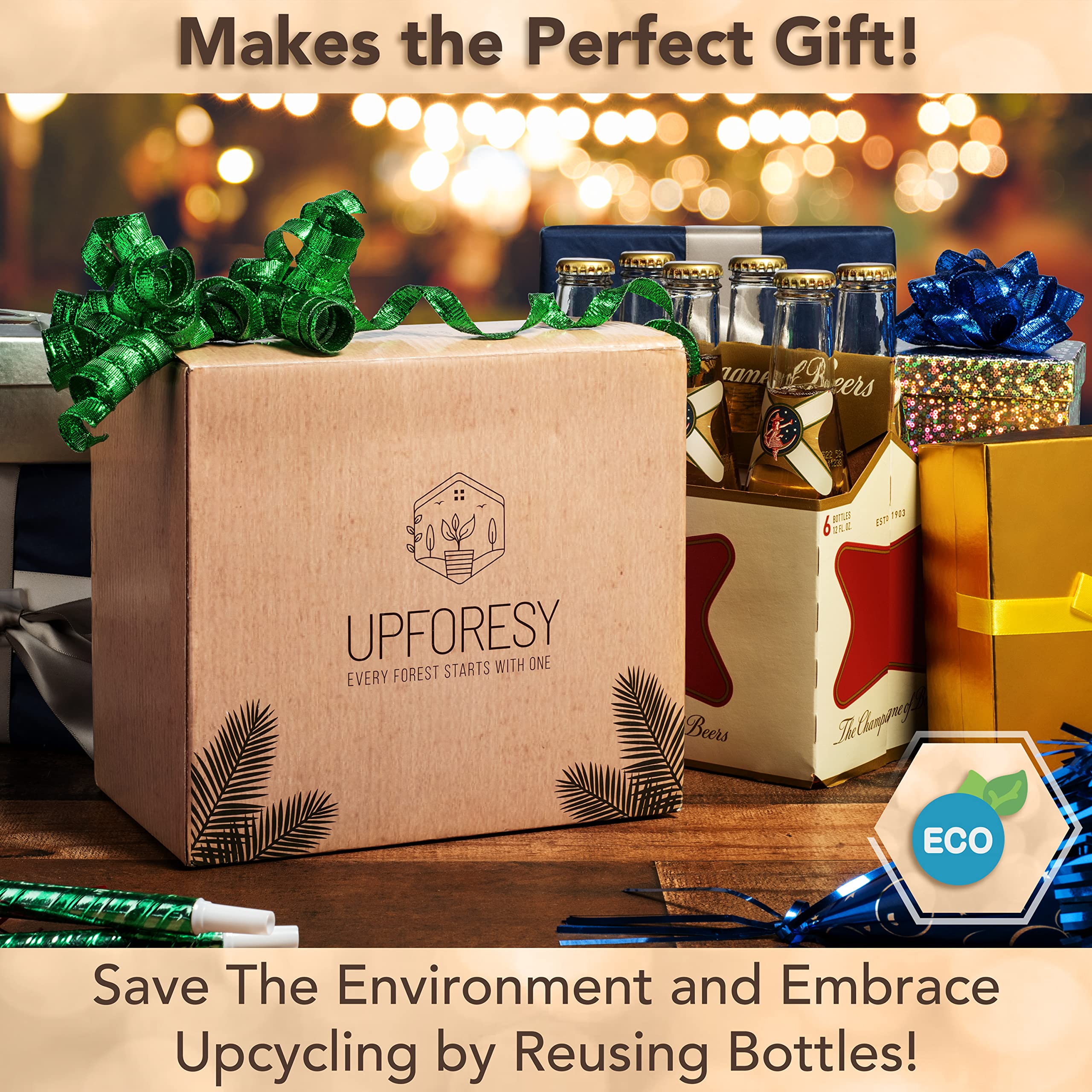 Upforesy bottle-compatibility varied shapes demonstrates versatile self-watering-spikes-pack use.