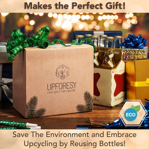 Upforesy bottle-compatibility varied shapes demonstrates versatile self-watering-spikes-pack use.