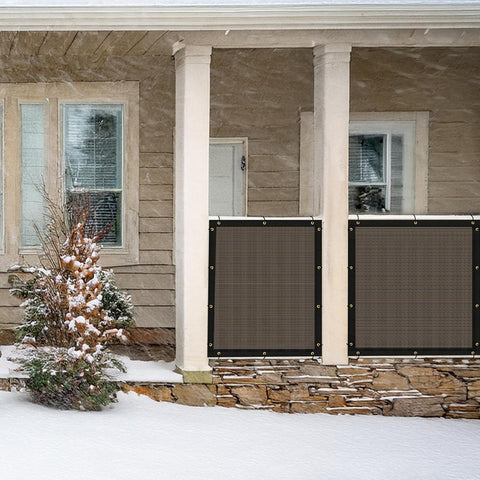 UPGRADE construction-site privacy screen mocha with rust-resistant brass grommets