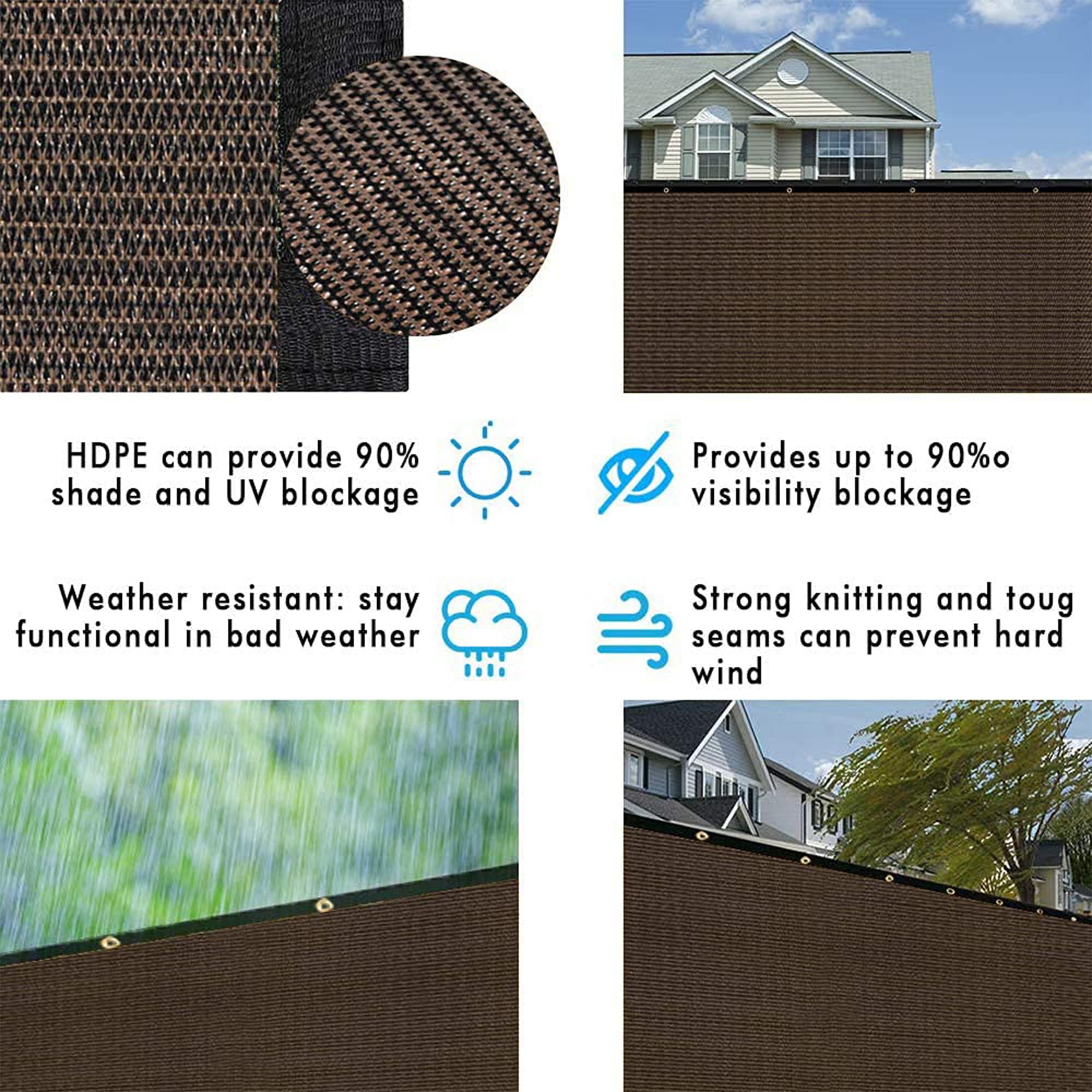 UPGRADE customizable privacy screen fence mocha choose size and design to fit
