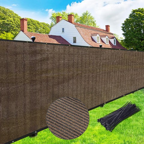 UPGRADE privacy screen fence mocha with brass grommets for durable outdoor privacy