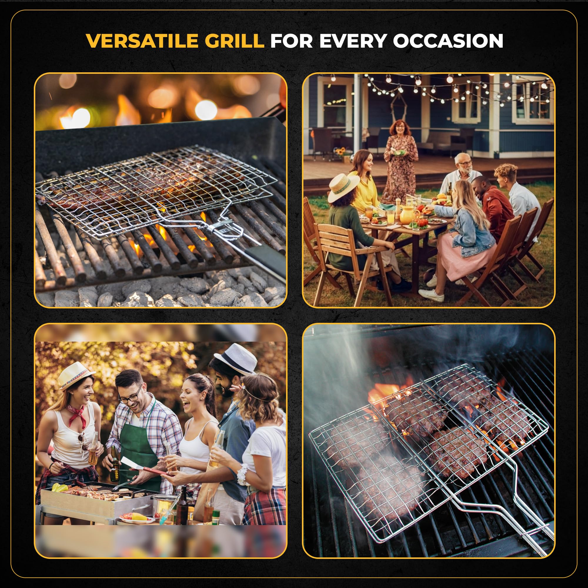 Upgrillz grill basket with carry bag for portable outdoor cooking