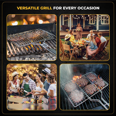 Upgrillz grill basket with carry bag for portable outdoor cooking