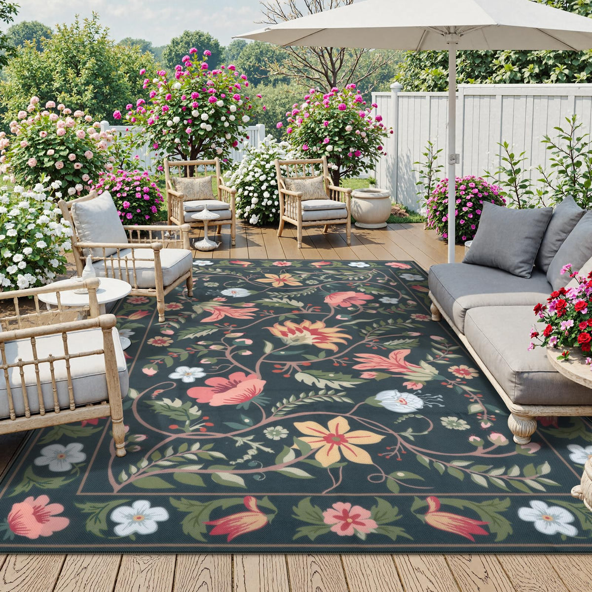 Uphome floral rug 8x10 outdoors adds vibrant charm to patios