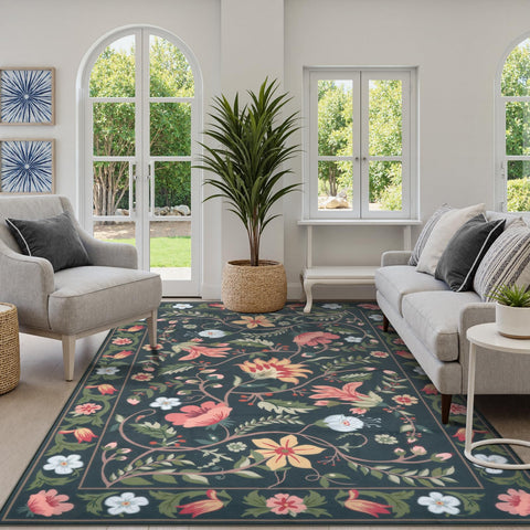 Uphome indoor/outdoor rug withstands high traffic while enhancing decor.