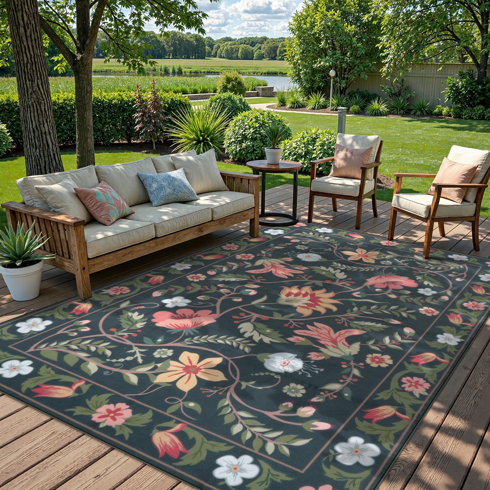 Uphome vivid floral pattern brightens patios, decks, and living spaces.