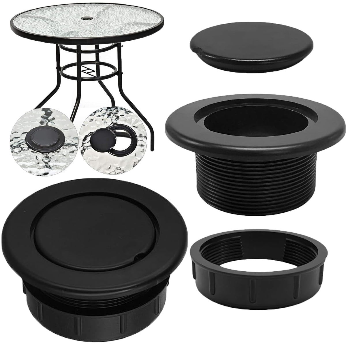 UpinFun patio table umbrella hole ring protects surfaces from pole scratches.