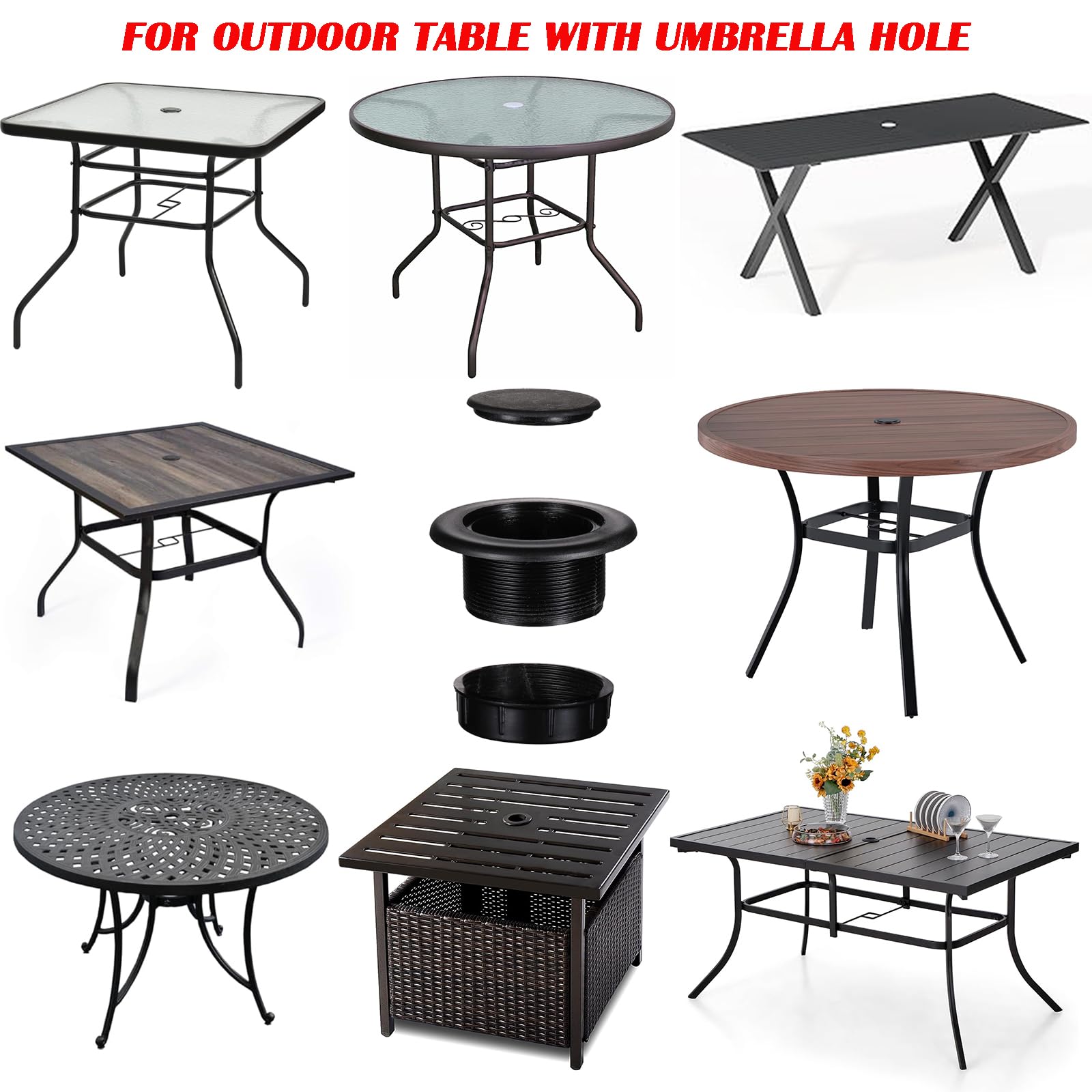 UpinFun hole cover keeps table look tidy when parasol is not in use.