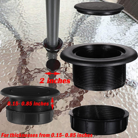 UpinFun umbrella hole cap seals the hole for a neat, finished tabletop.