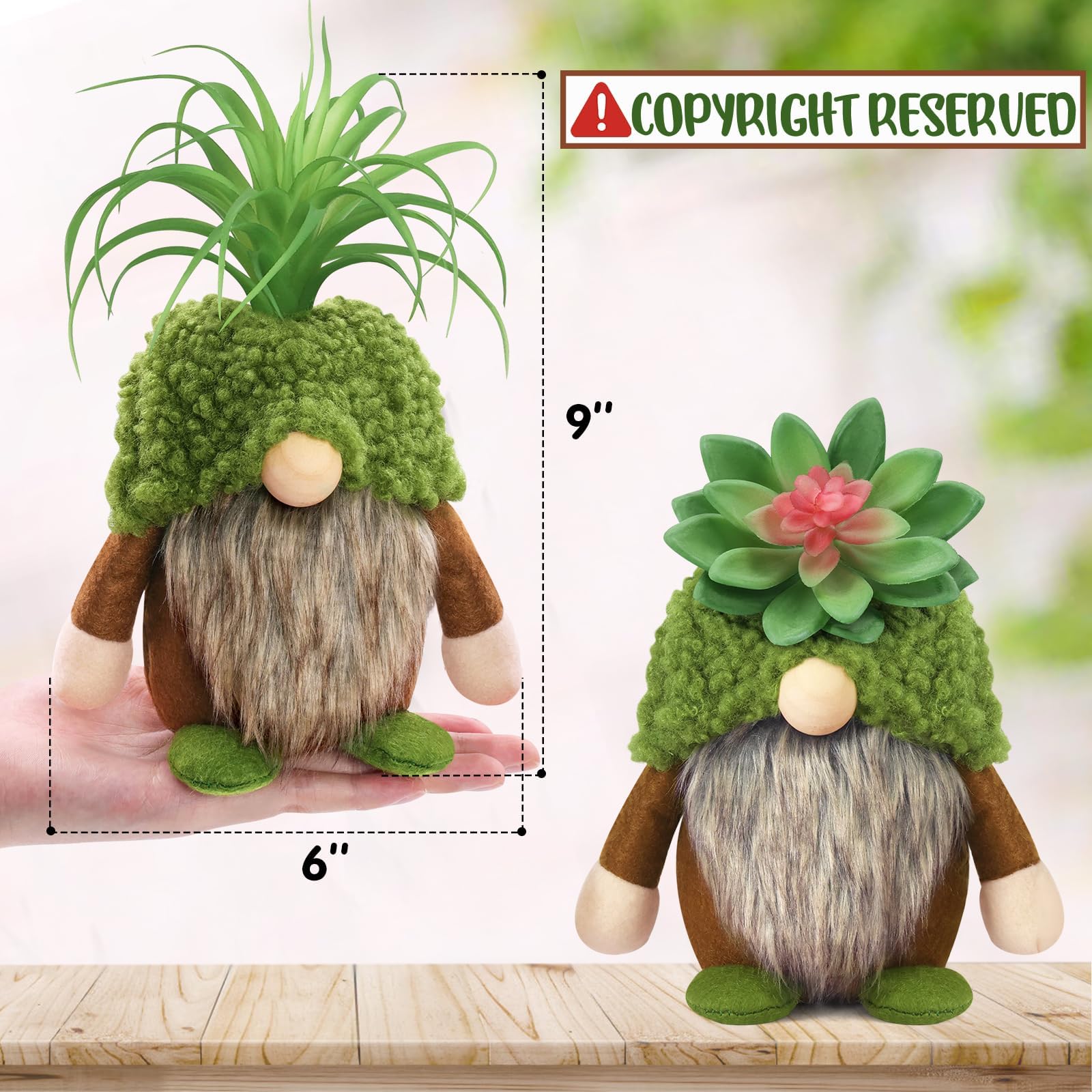 Upltowtme garden gnomes on moss create a whimsical indoor display.