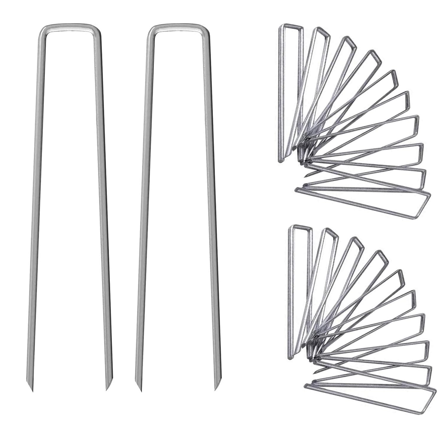 UPMCT 12-inch galvanized stake top view anchors landscape fabric securely