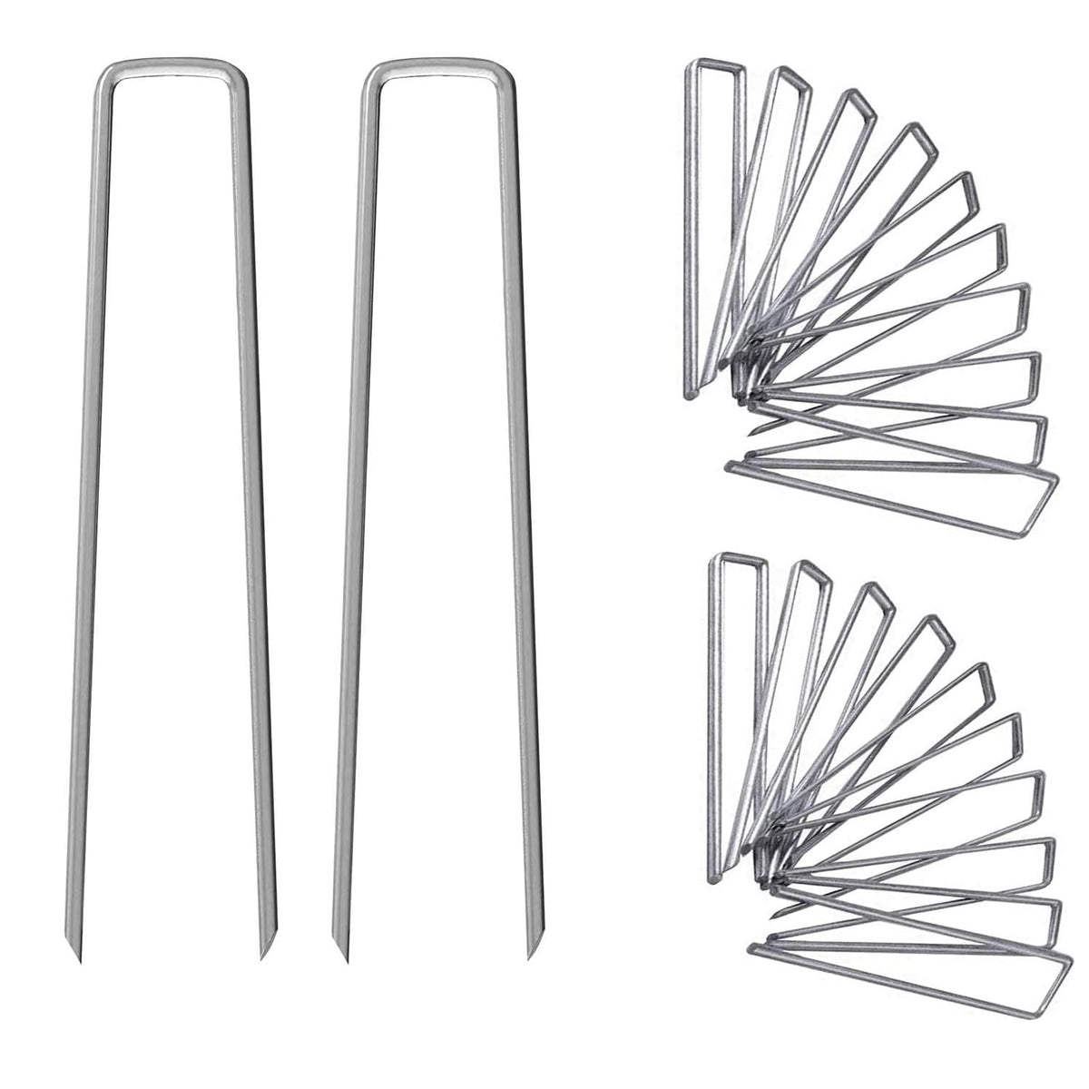 UPMCT 12-inch galvanized stake top view anchors landscape fabric securely