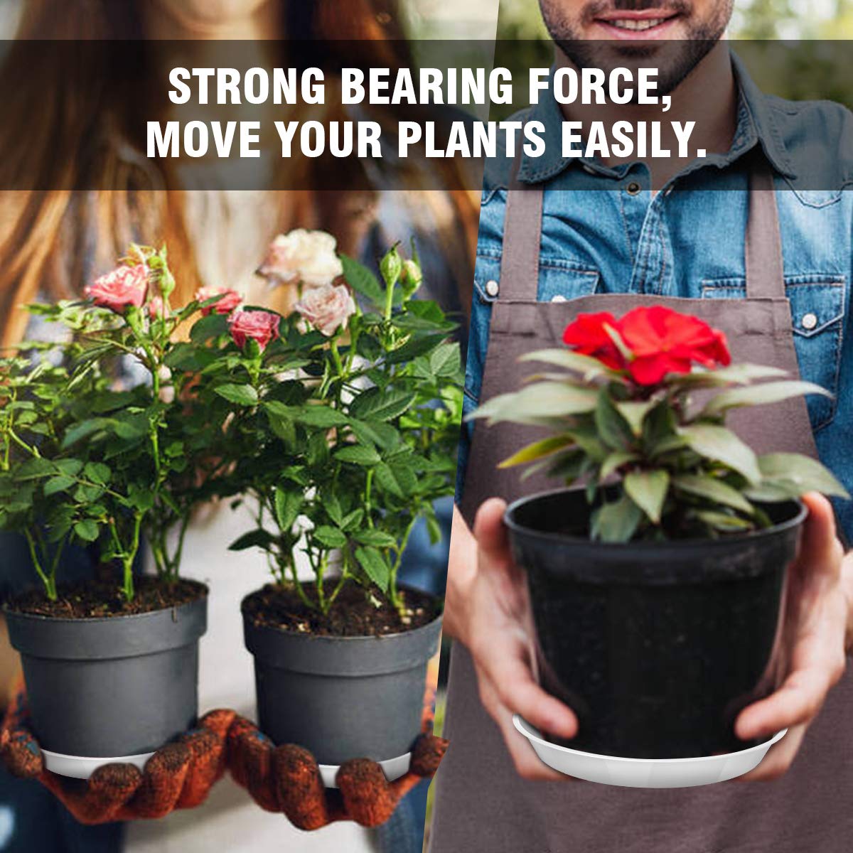 UPMCT 10-inch white plant saucer supports large pots and protects floors.