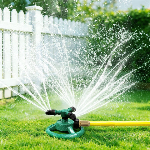 UPOFFICIS 360-degree sprinkler delivers full yard coverage with minimal effort