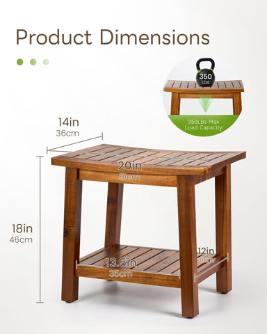Upolana acacia wood is naturally water-resistant for damp shower environments.