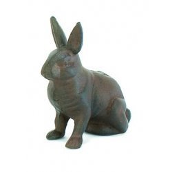 Upper Deck rabbit standing cast iron statue for rustic home decor and gift-ready charm.