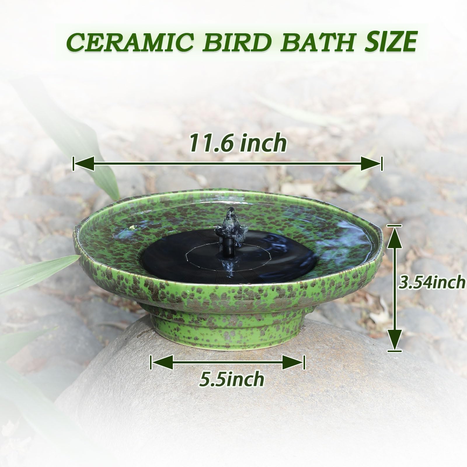 UPSJYJ solar fountain ceramic bird bath in a lush garden setting adds charm.