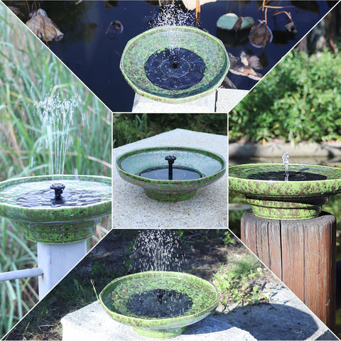 UPSJYJ solar fountain bird bath outdoor-decor ready for year-round display.