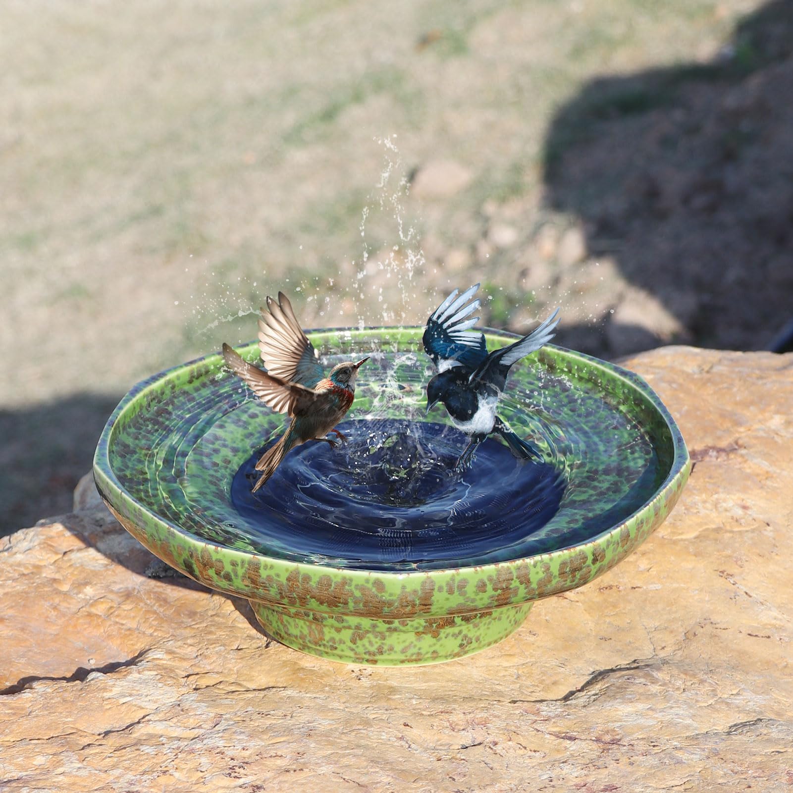 UPSJYJ solar fountain bird bath water-flow creates gentle motion for birds and wildlife.