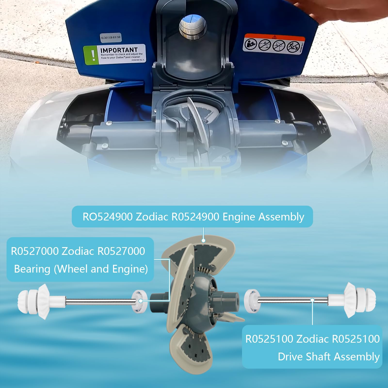 upuuup drive shaft assembly for Zodiac MX6/MX8 enables smooth movement