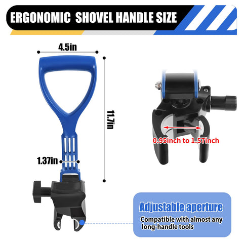 UQM back saver extension for shovels reduces back strain during work