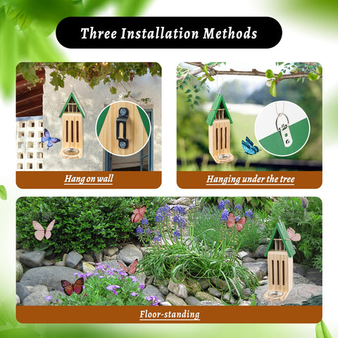 UQM butterfly house installation options with top and back hooks.