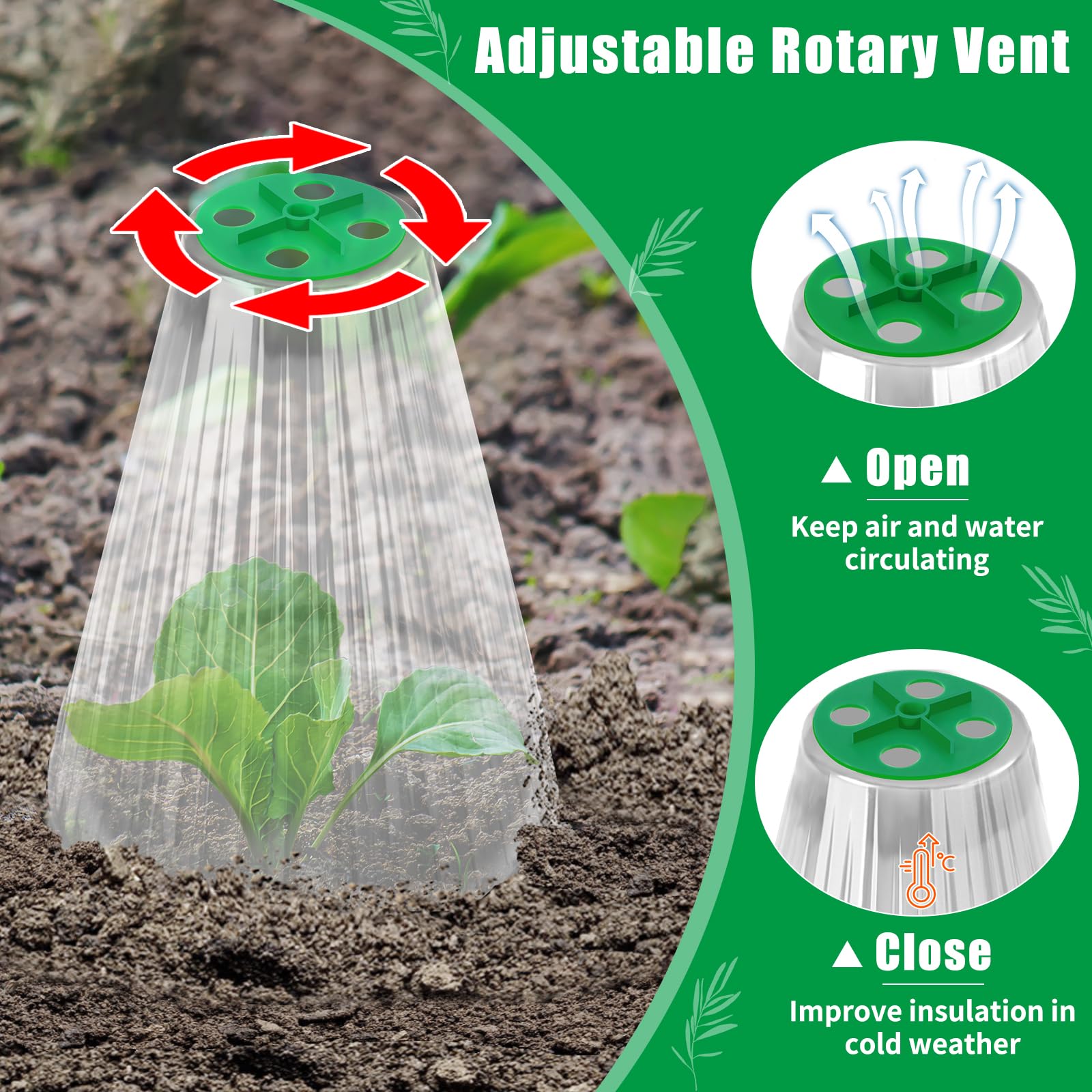UQM clear plastic cloche with high light transmission for plants