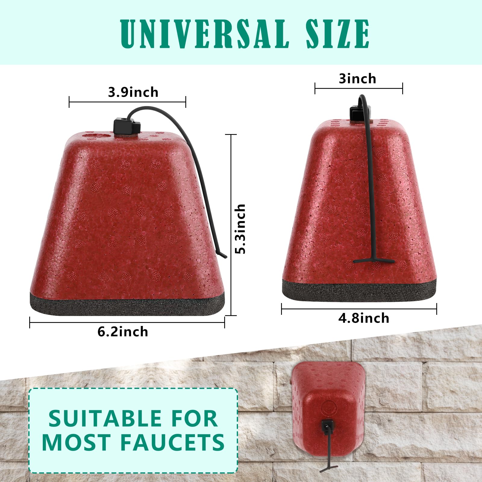 UQM heavy-duty insulated red faucet cover provides durable protection for exposed spigots.