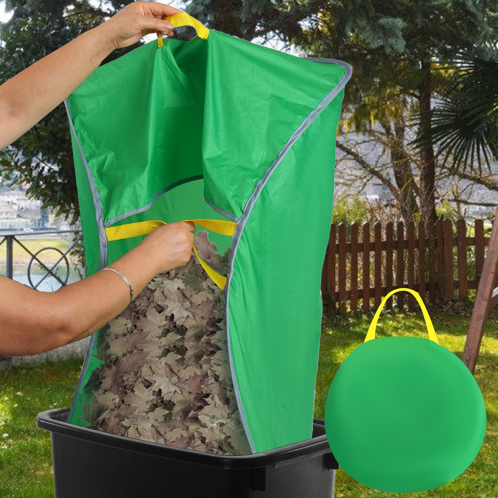 UQM Leaf Collector foldable design saves space in a garage or shed.