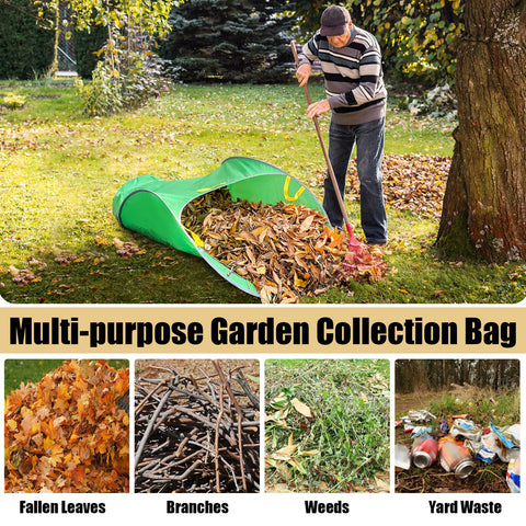 UQM Leaf Collector in use during a yard cleanup session.