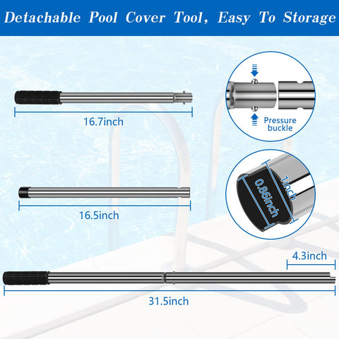 UQM pool cover installation action demonstrating secure anchoring.