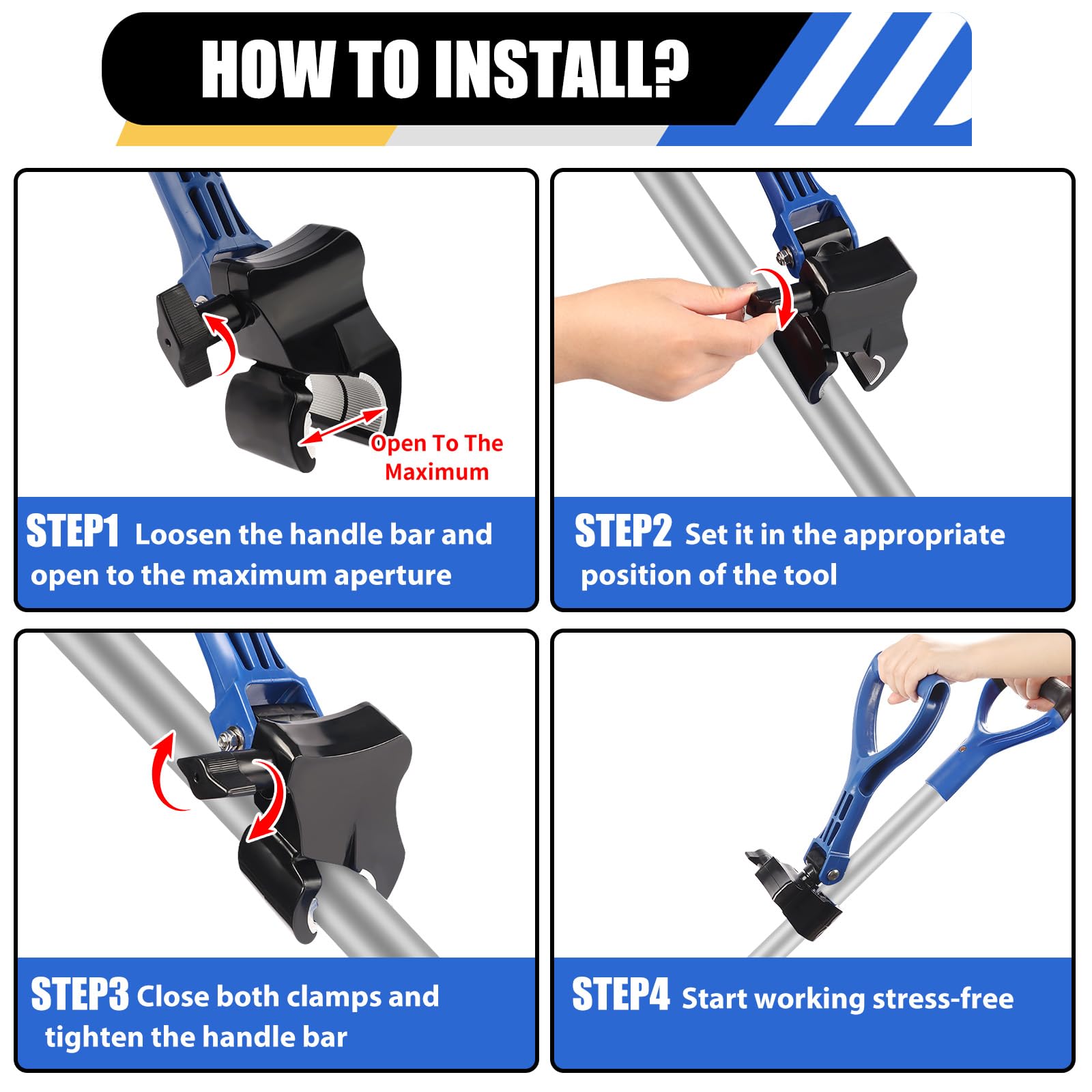 UQM snow shovel ergonomic handle offers a thick, comfortable grip