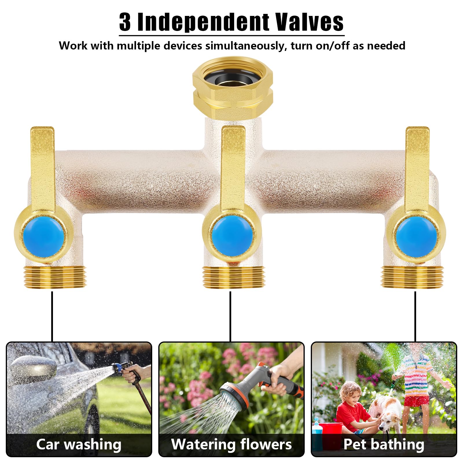 UQM brass construction resists rust and weathering in outdoor use.