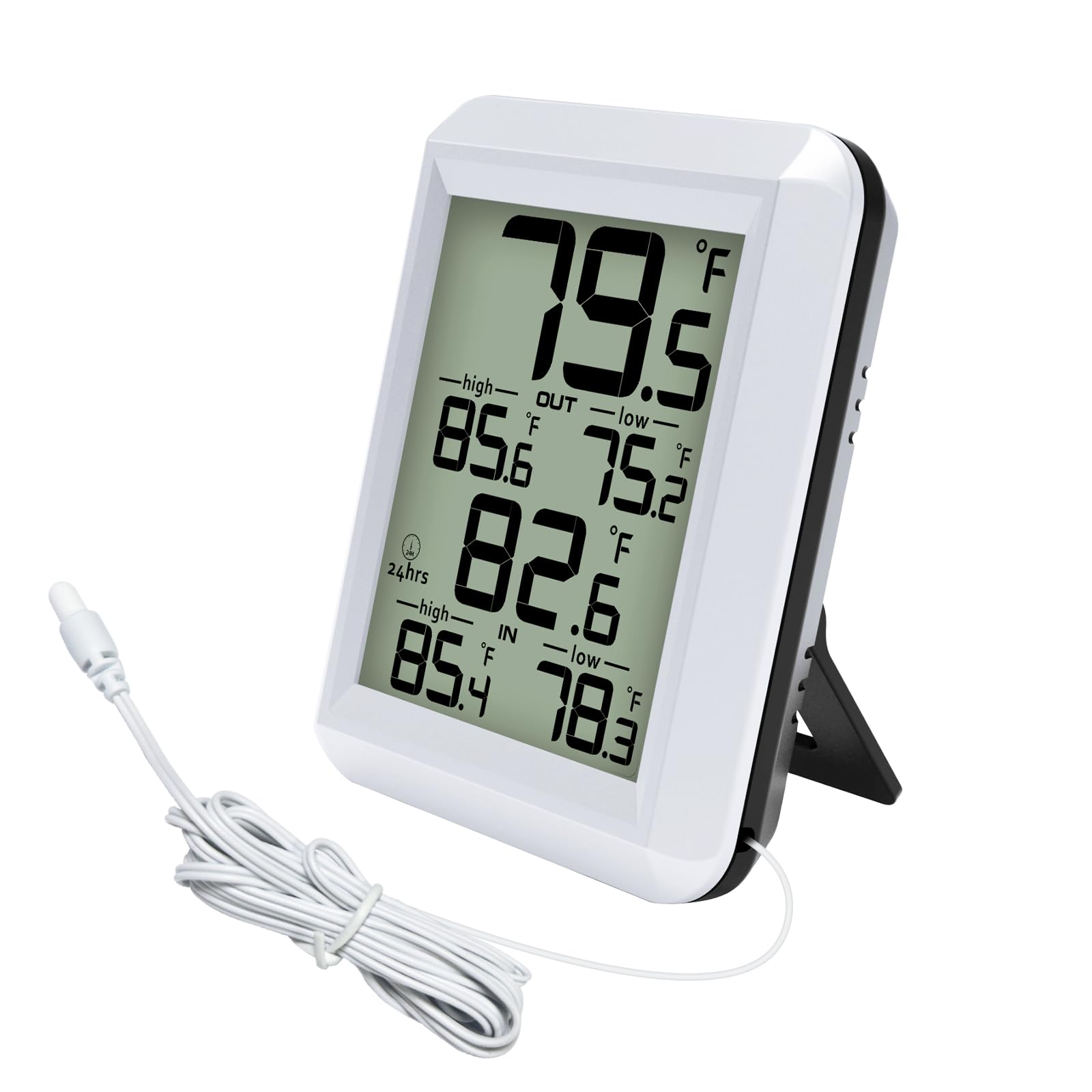 Urageuxy digital thermometer front display for quick indoor outdoor temperature checks.