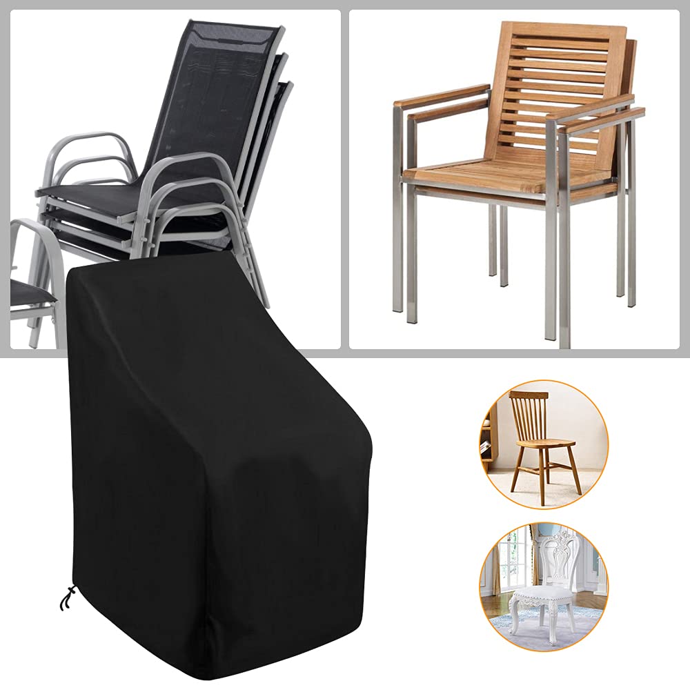 Uranshin stackable chairs covered for neat outdoor spaces.